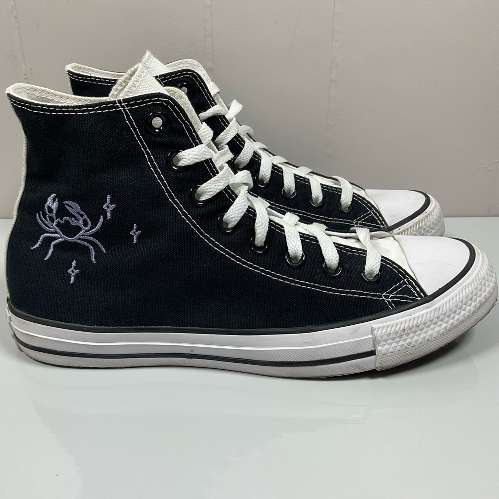 Chuck Taylor High Top Converse Zodiac Horoscope Cancer 8 M 10 W Shoes Black